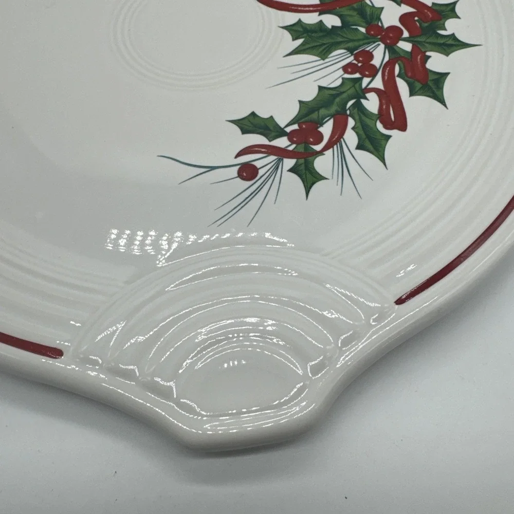 Fiesta Round Serving Tray Holiday Holly Red Ribbon Excellent First Quality New